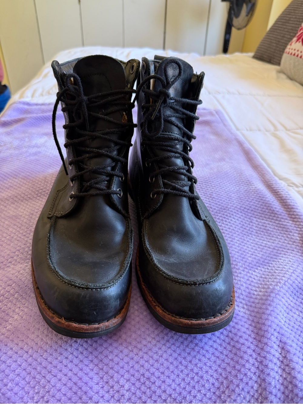 Men's Black Timberland waterproof Leather Lace-Up Work Boots size 10.5
